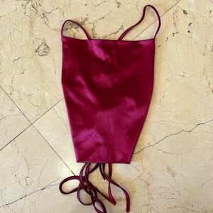 Silky Red Open Back Top